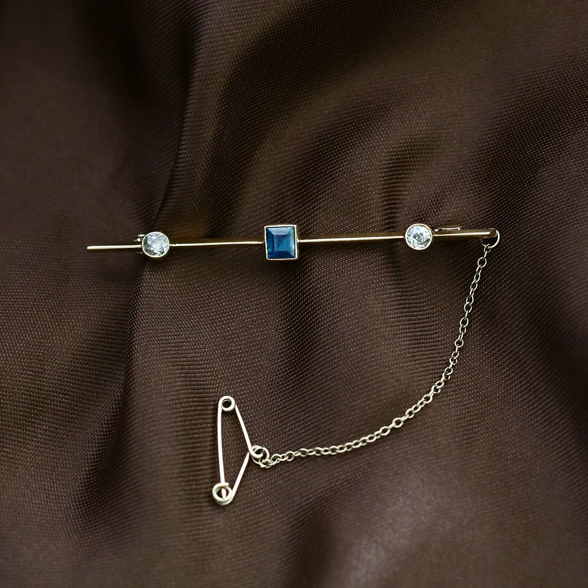 Sapphire and Diamond Set Brooch | Pre-Loved | Yellow Gold
