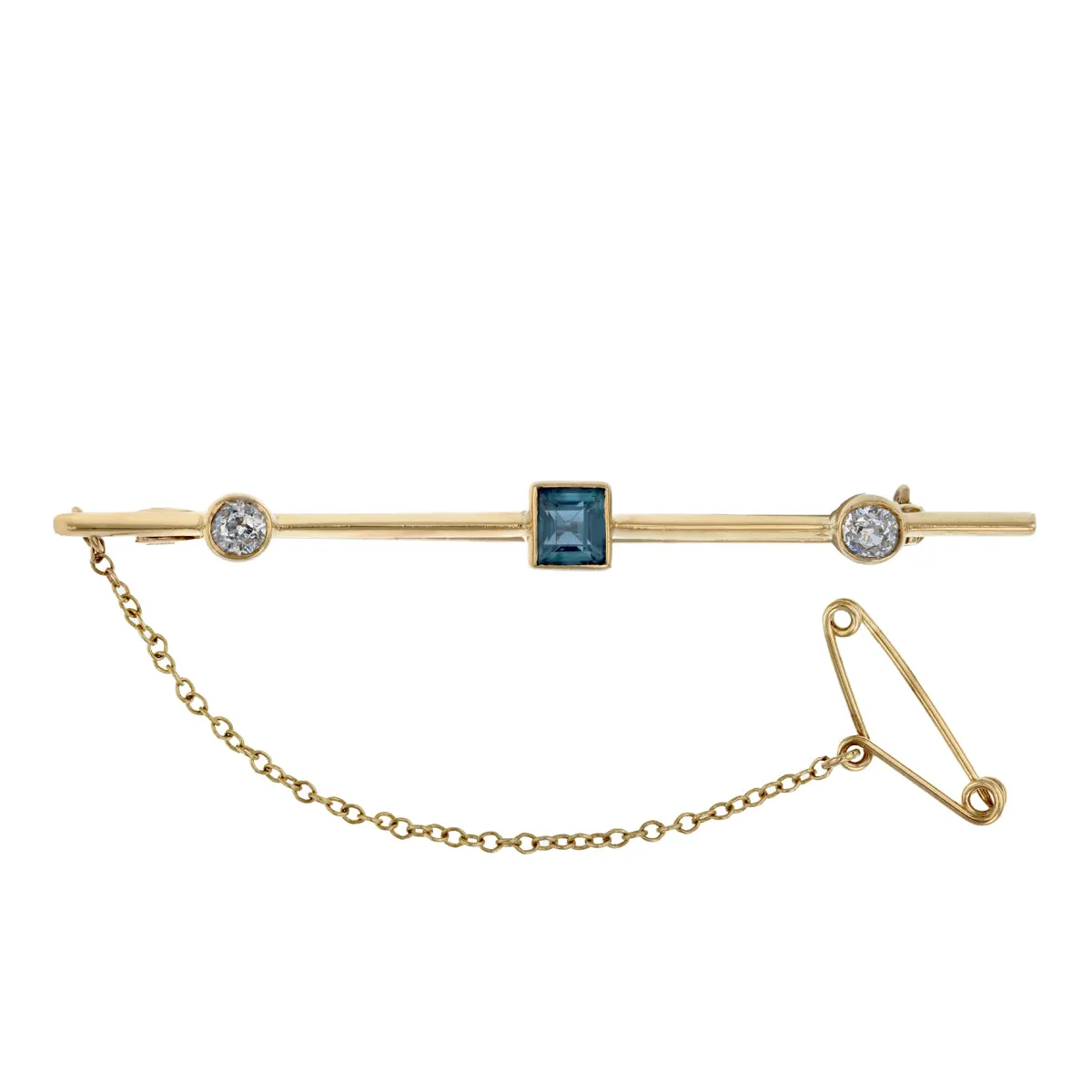Sapphire and Diamond Set Brooch | Pre-Loved | Yellow Gold