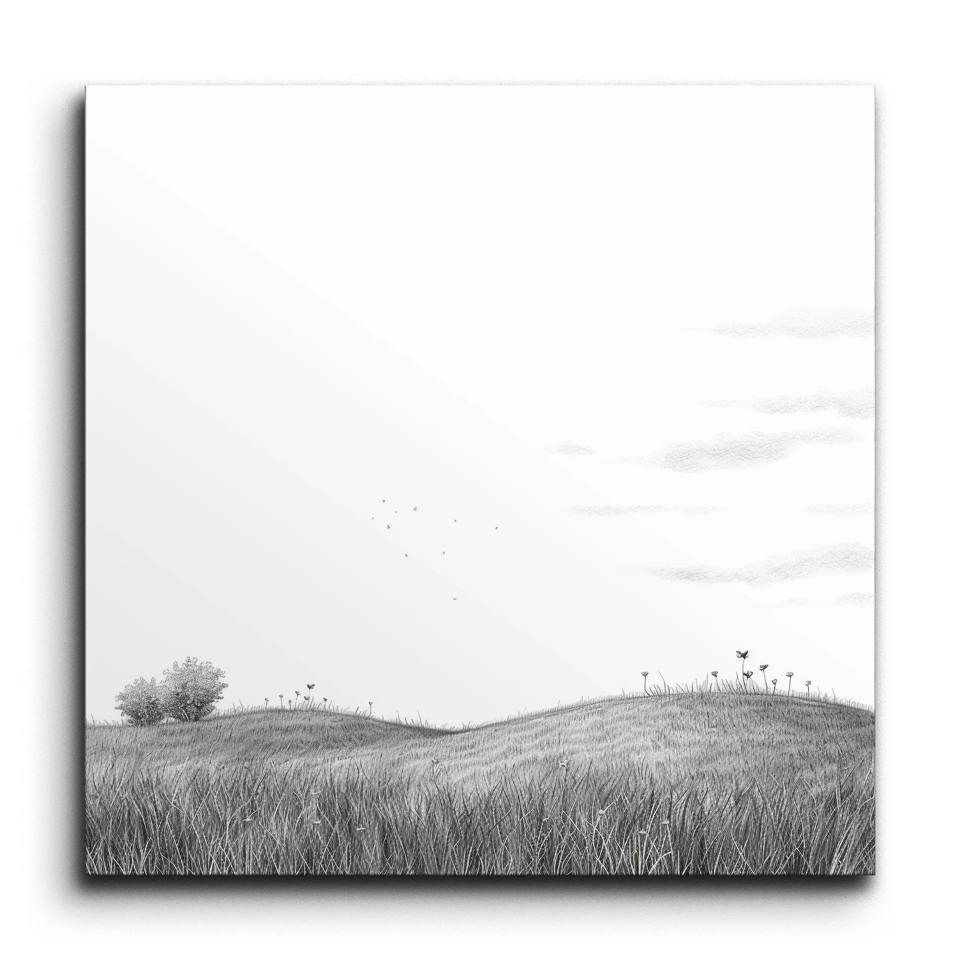 Serene Grayscale Landscape with Rolling Hills