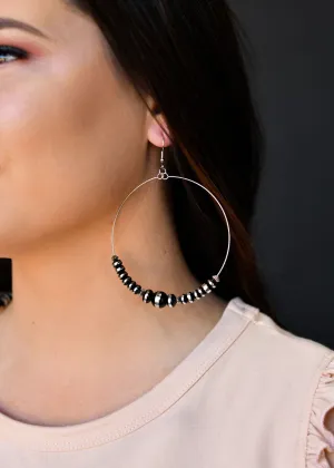 Silver Rondell Beaded Wire Dangle Hoop
