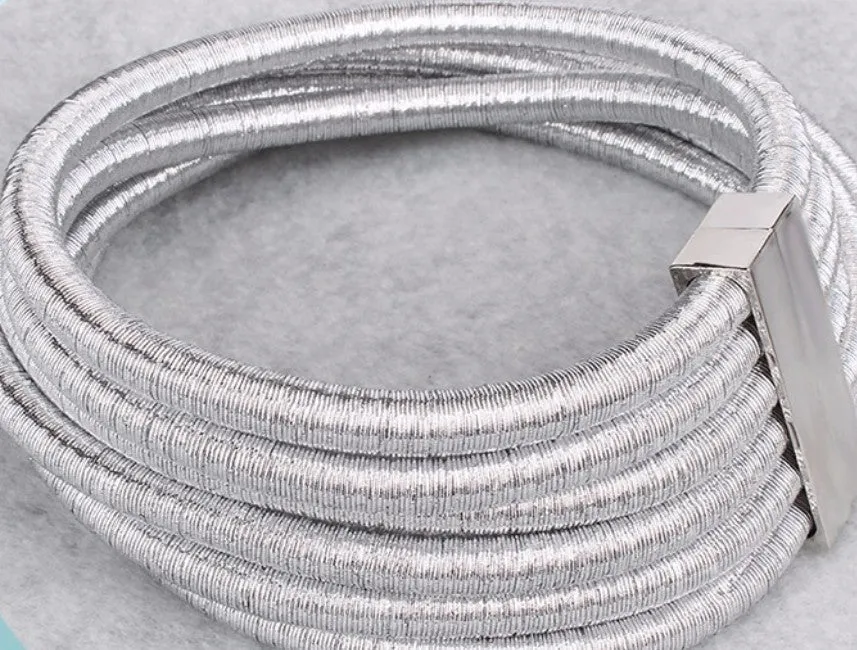 Six-layered coil-style choker necklace