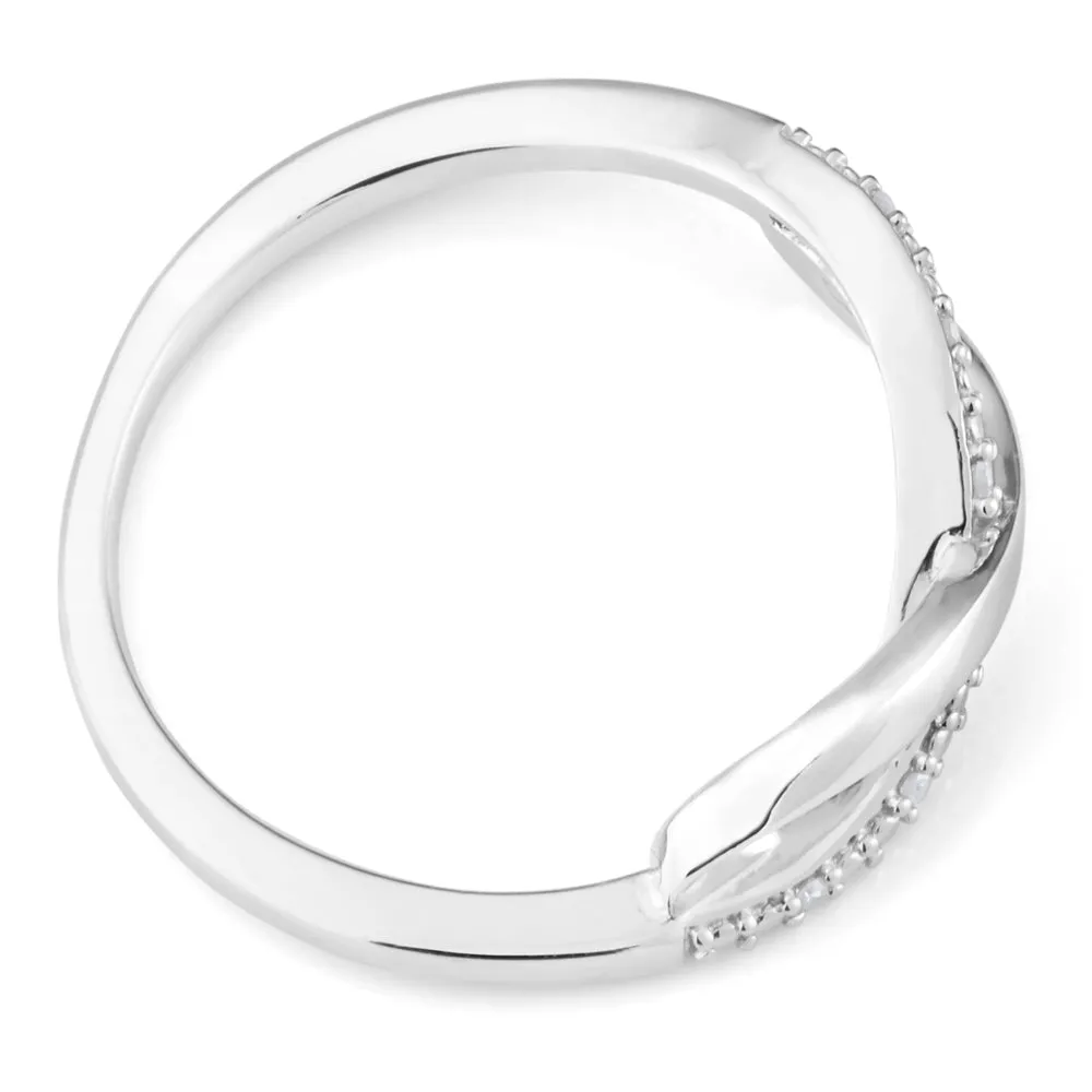 Sterling Silver 0.02 Carat Diamond Infinity Ring with 6 Brilliant Cut Diamonds