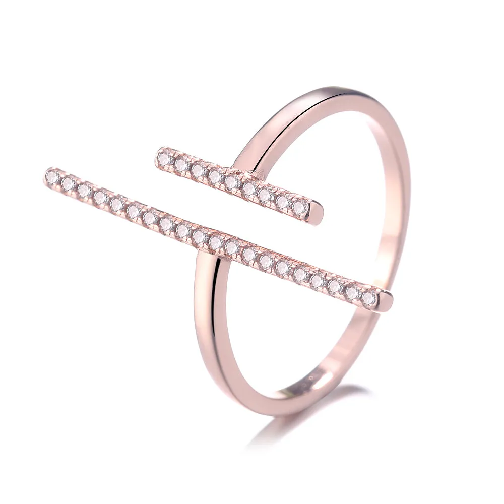 Sterling Silver Minimilast Swarovski Crystal Vertical Bar Ring