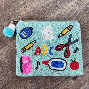 Teacher School Symbols Beaded Coin Purse