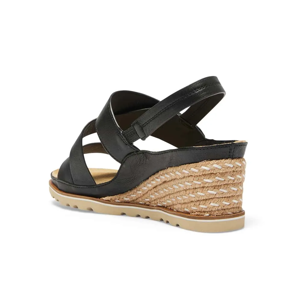 Tosca Wedge in Black Leather