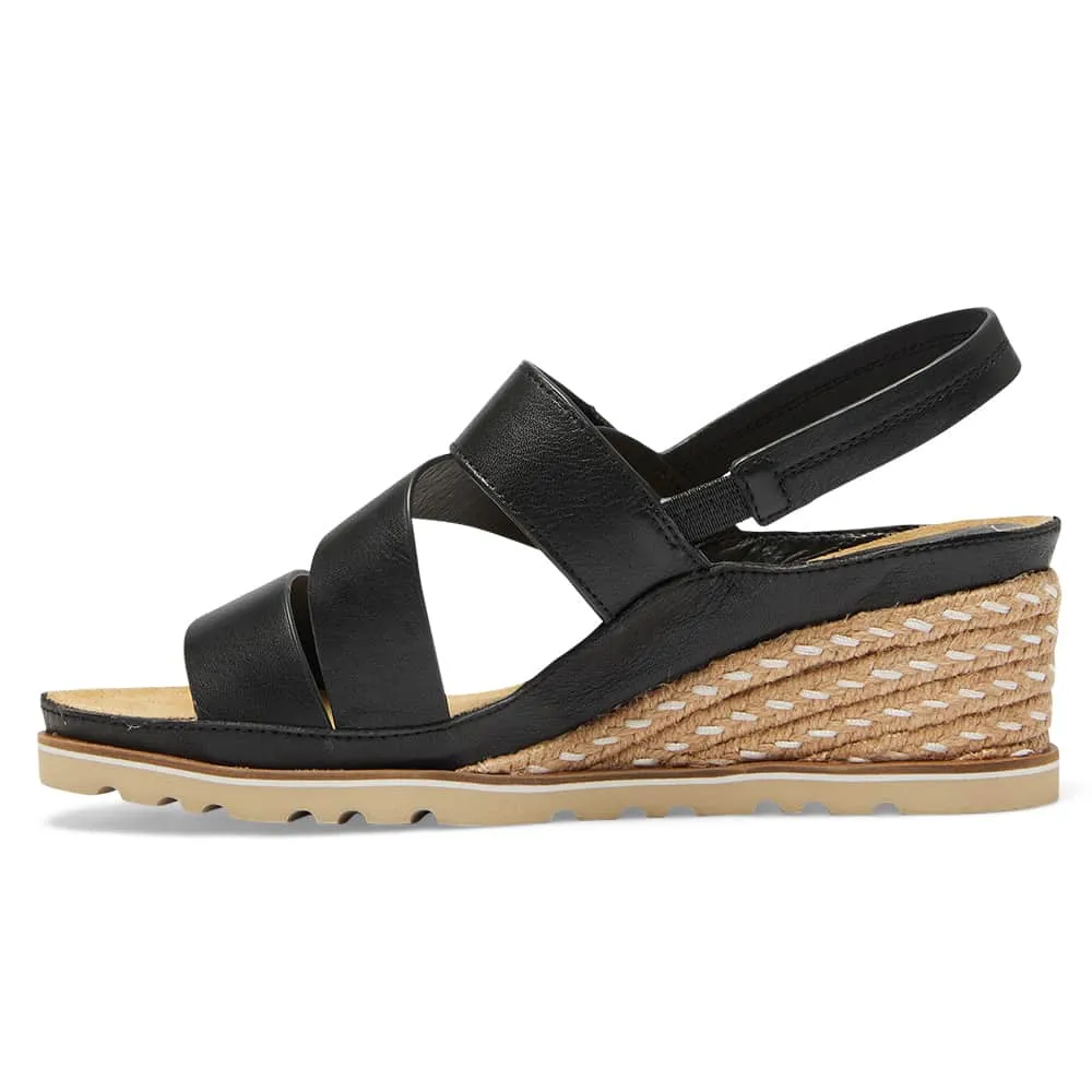 Tosca Wedge in Black Leather