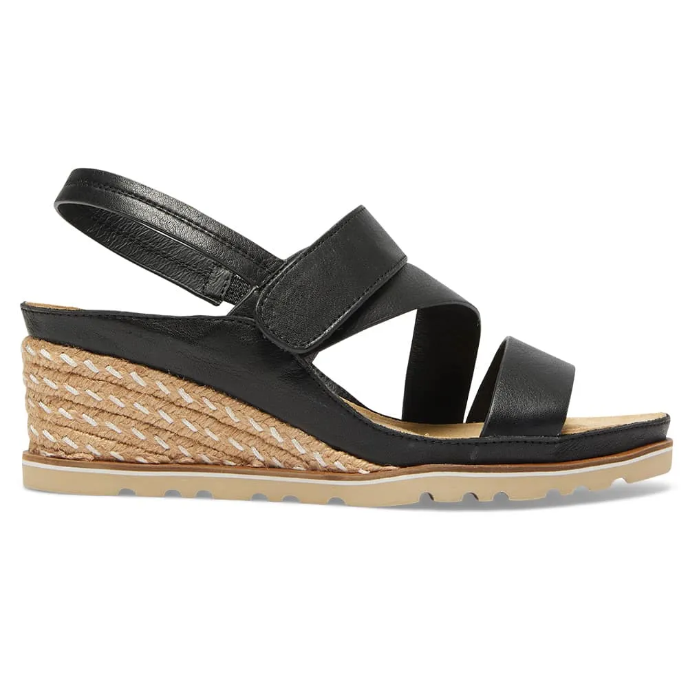 Tosca Wedge in Black Leather
