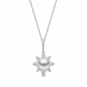Trend 18K Gold Freshwater Pearl and Diamond Star Pendant