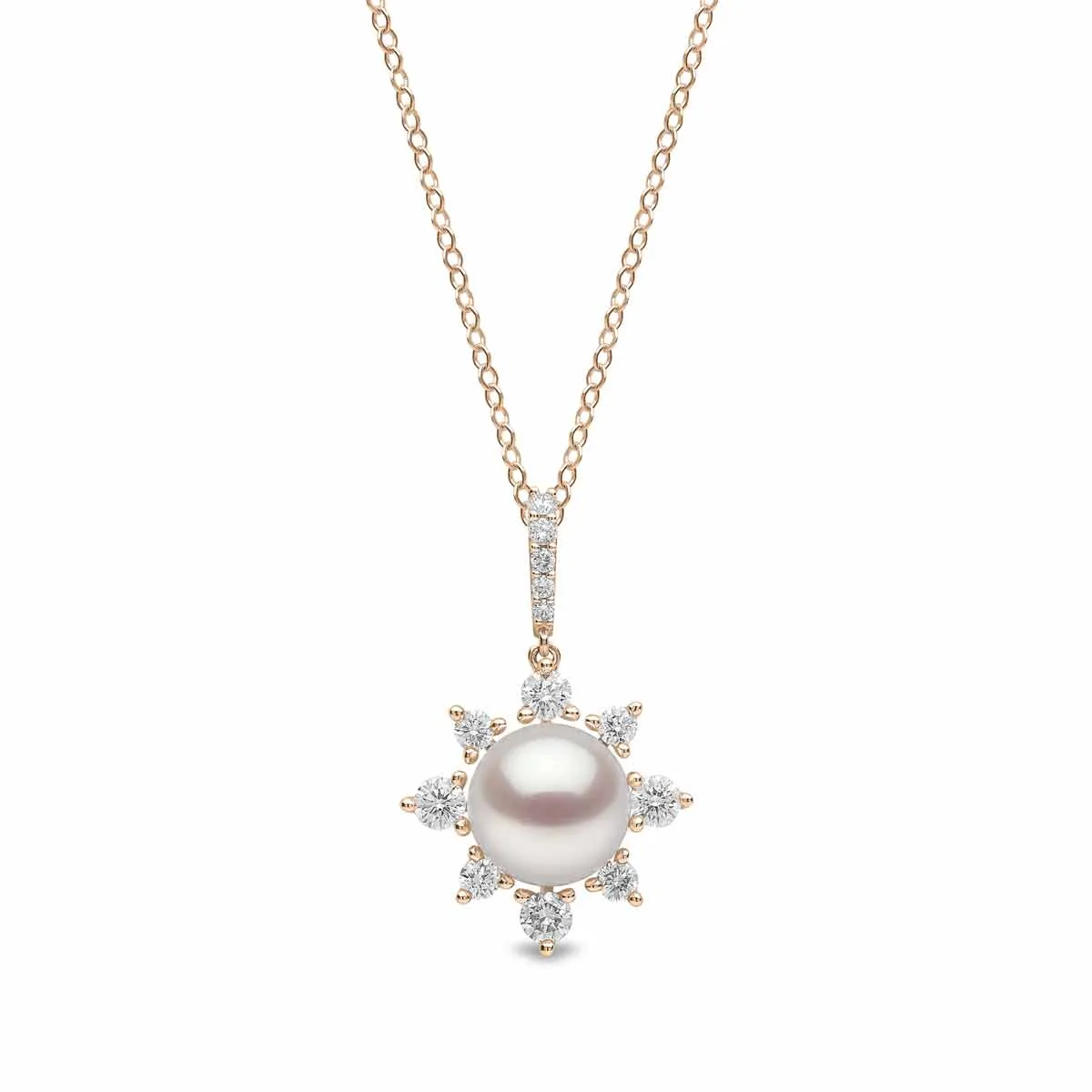 Trend 18K Gold Freshwater Pearl and Diamond Star Pendant
