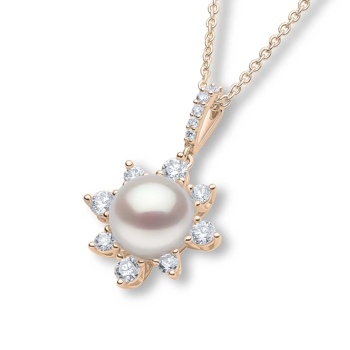 Trend 18K Gold Freshwater Pearl and Diamond Star Pendant