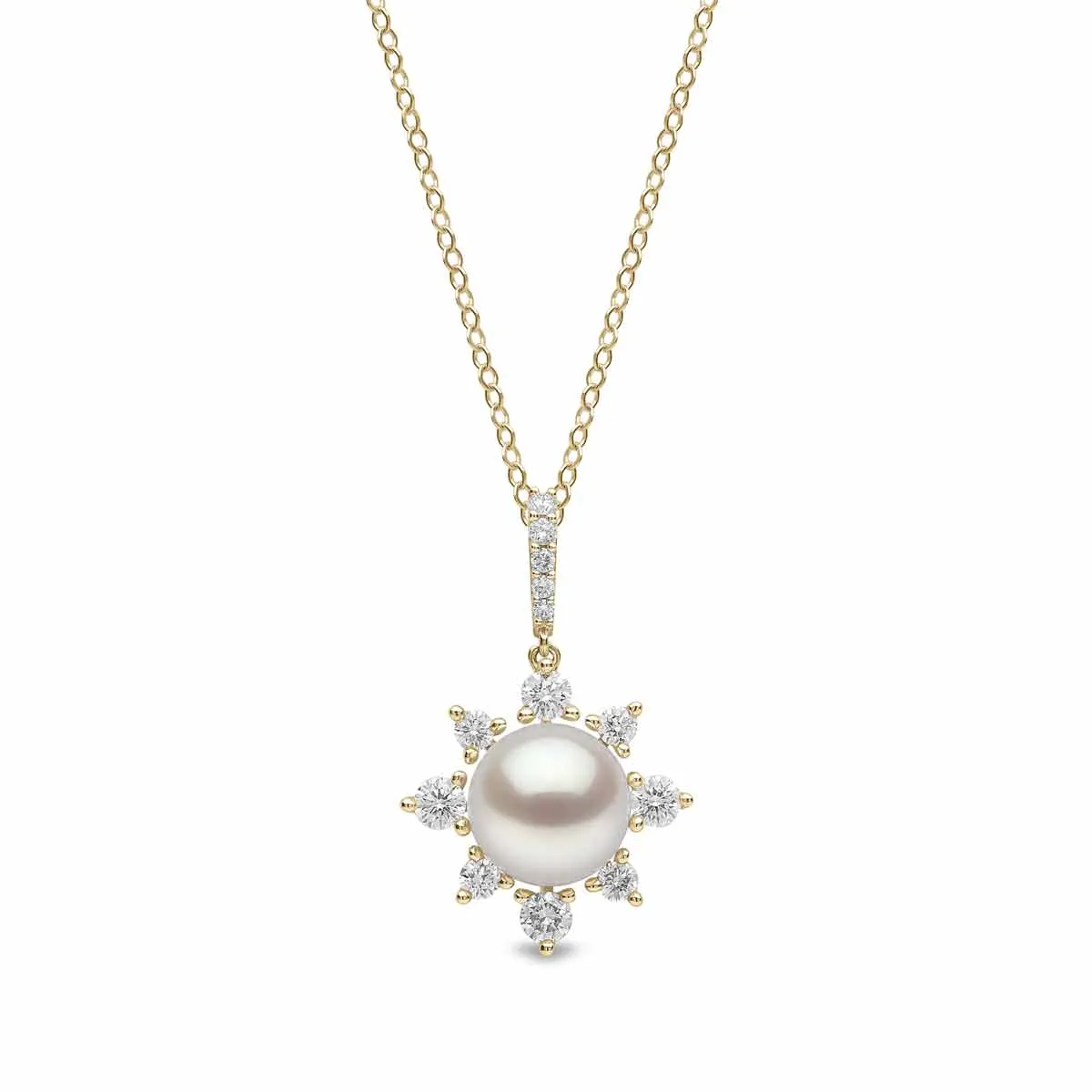Trend 18K Gold Freshwater Pearl and Diamond Star Pendant