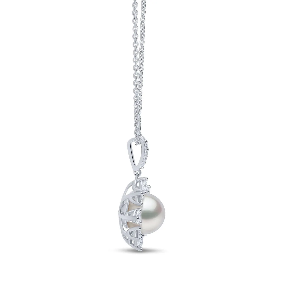 Trend 18K Gold Freshwater Pearl and Diamond Star Pendant