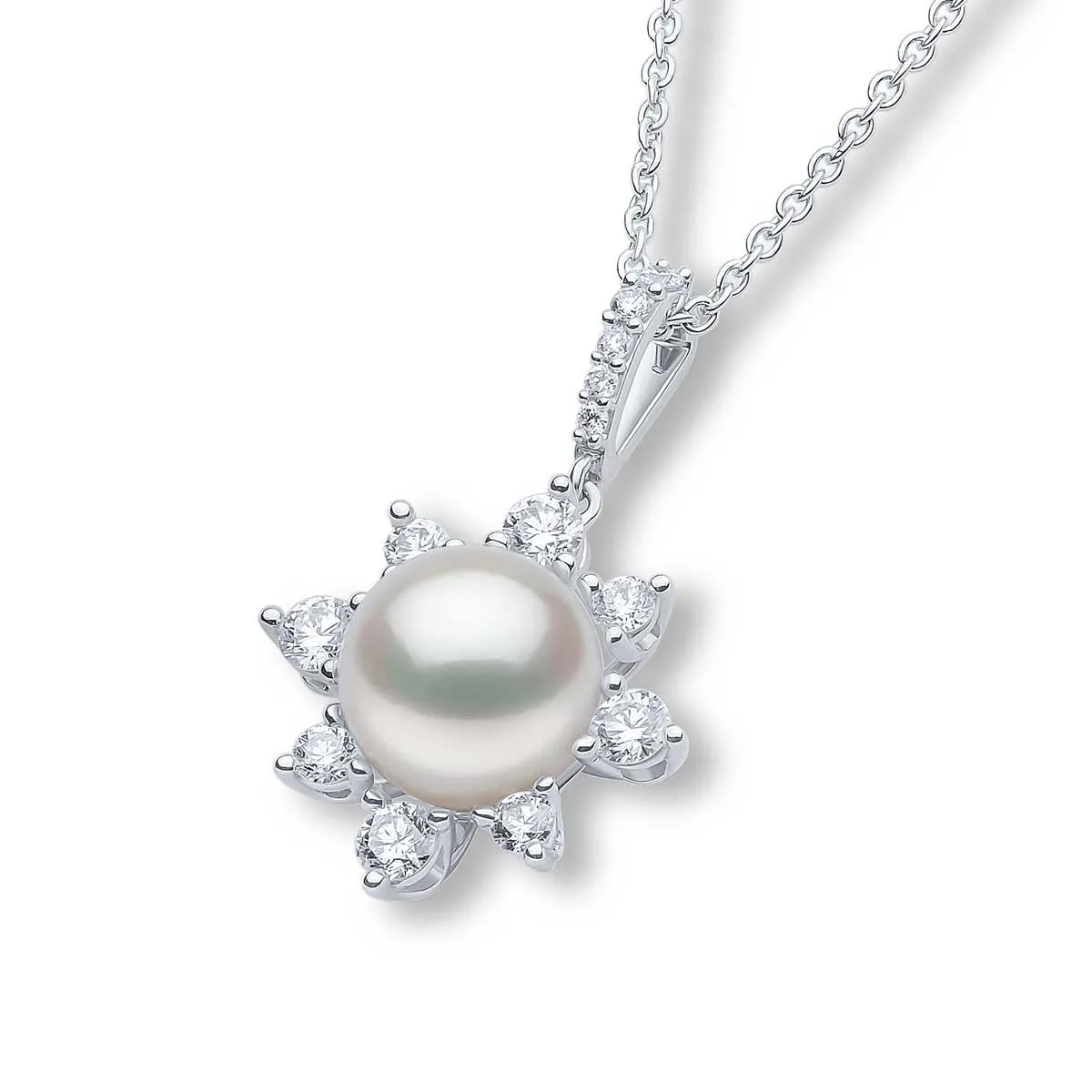 Trend 18K Gold Freshwater Pearl and Diamond Star Pendant