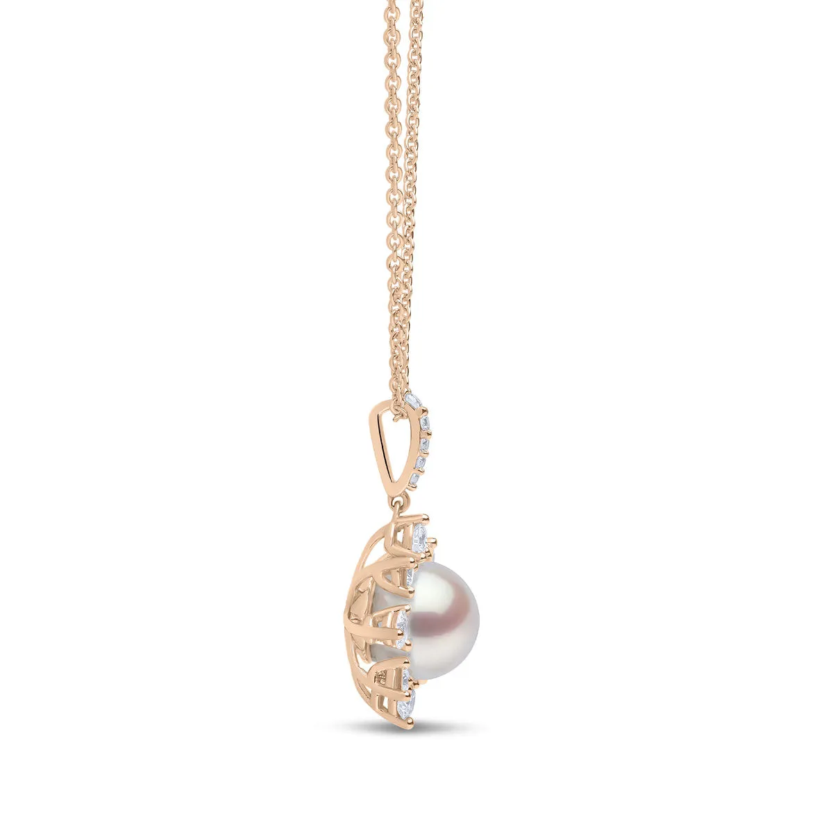 Trend 18K Gold Freshwater Pearl and Diamond Star Pendant
