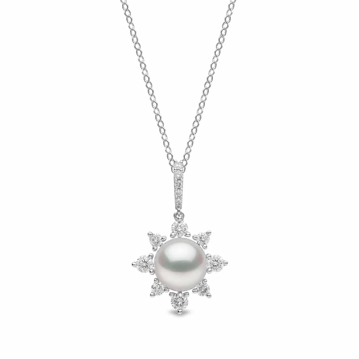 Trend 18K Gold Freshwater Pearl and Diamond Star Pendant