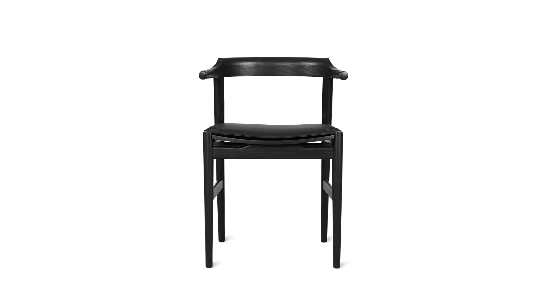 Tuck In Dining Chair with Cushion, Black Ash, Wood Seat with Black Cushion