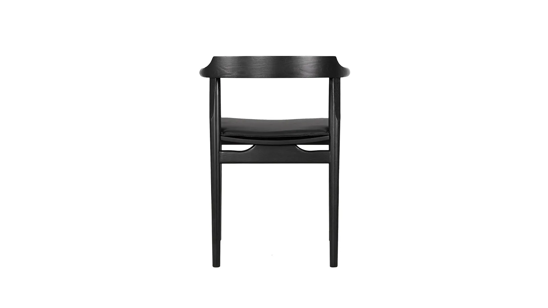 Tuck In Dining Chair with Cushion, Black Ash, Wood Seat with Black Cushion