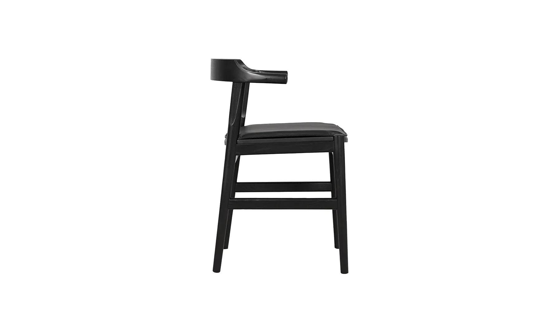Tuck In Dining Chair with Cushion, Black Ash, Wood Seat with Black Cushion