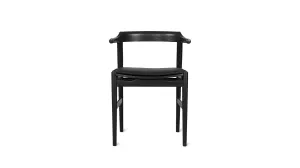 Tuck In Dining Chair with Cushion, Black Ash, Wood Seat with Black Cushion