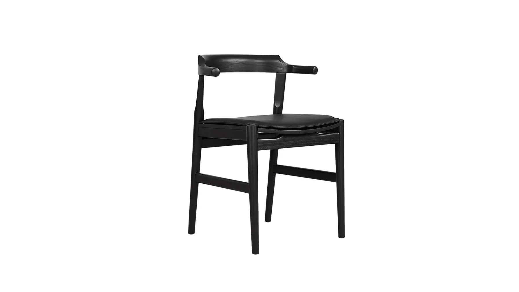 Tuck In Dining Chair with Cushion, Black Ash, Wood Seat with Black Cushion