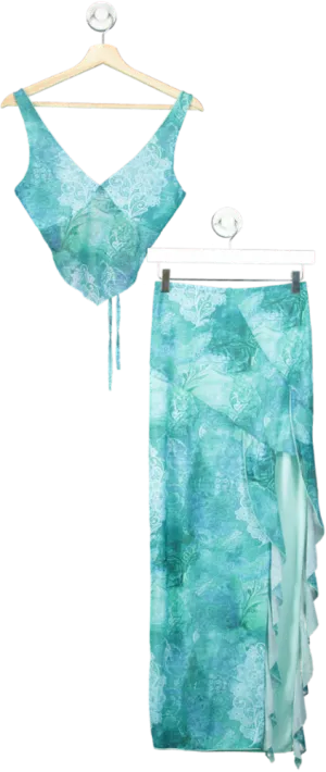 Unbranded Green Floral Two-Piece Set UK S