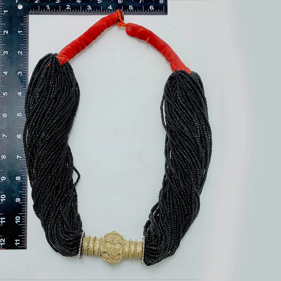 Unique Black Layered Beaded Tribal Necklace