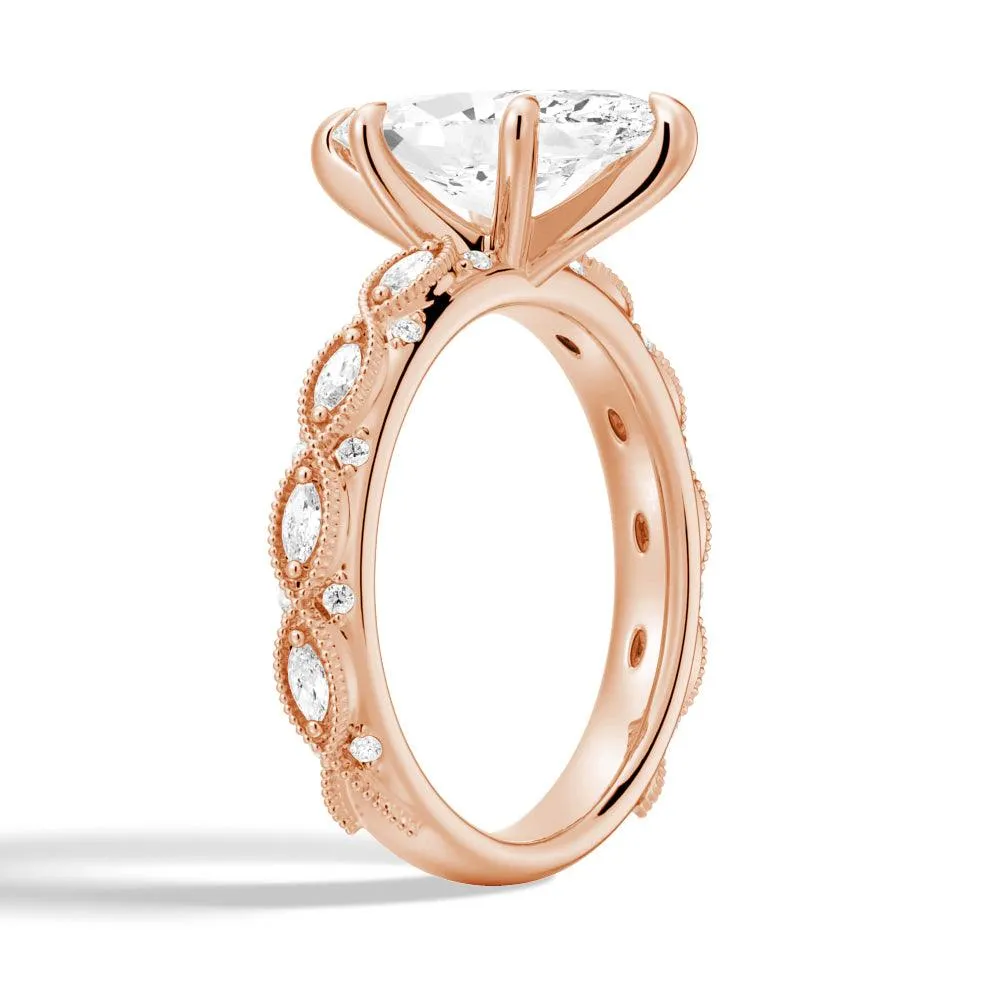 Vintage Infinity Milgrain Marquise Moissanite Engagement Ring