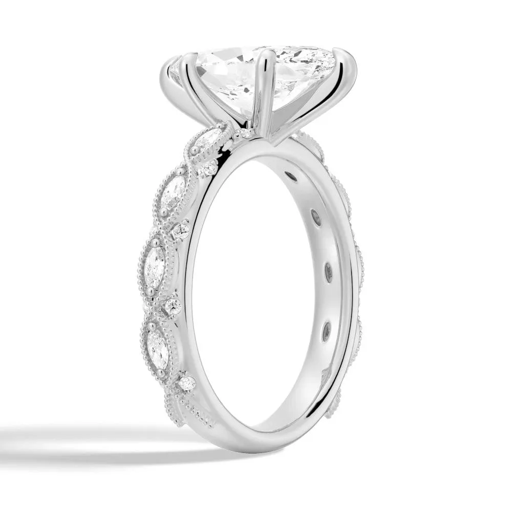 Vintage Infinity Milgrain Marquise Moissanite Engagement Ring
