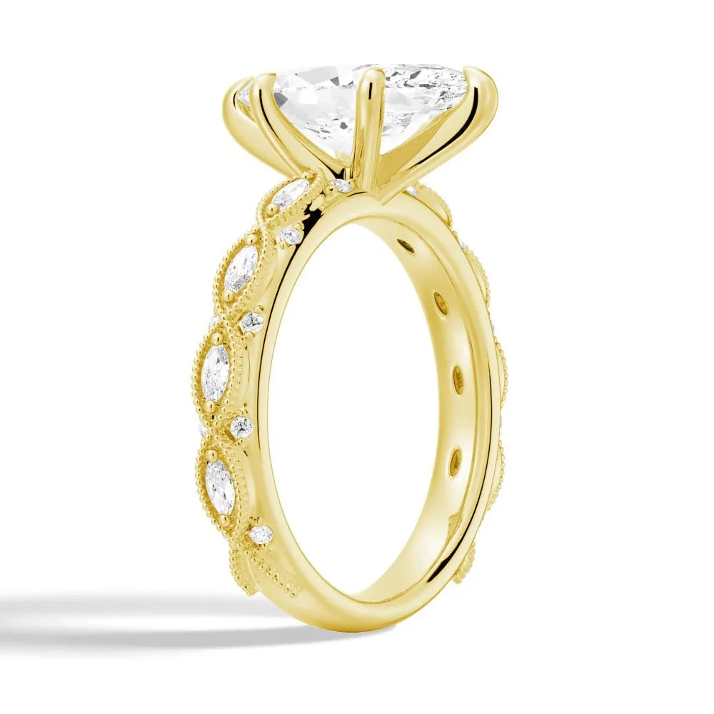 Vintage Infinity Milgrain Marquise Moissanite Engagement Ring