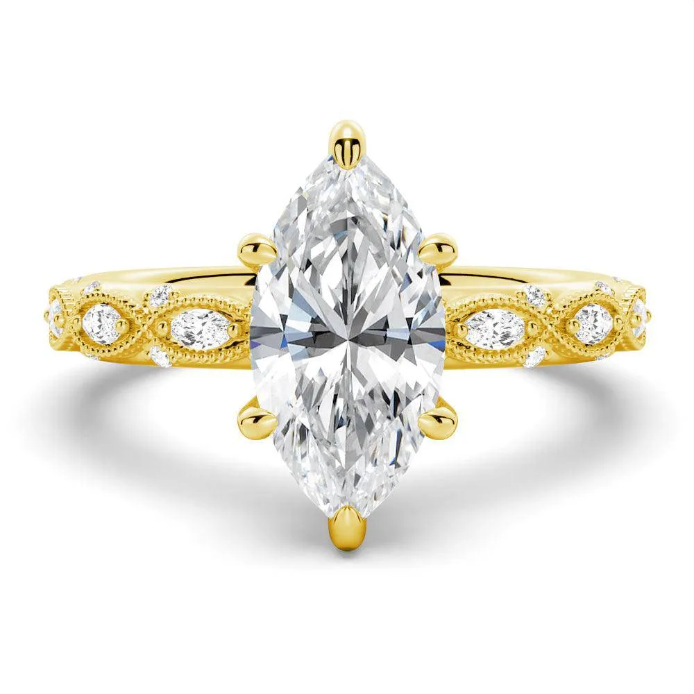 Vintage Infinity Milgrain Marquise Moissanite Engagement Ring