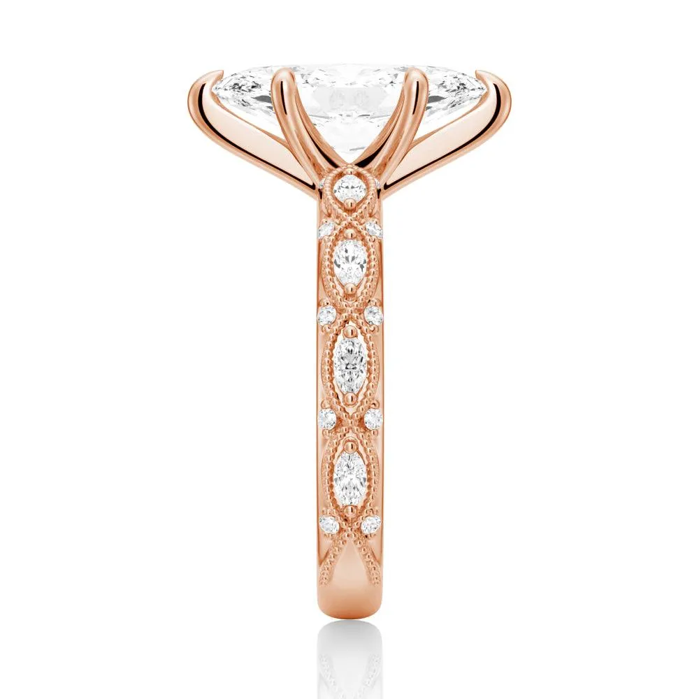 Vintage Infinity Milgrain Marquise Moissanite Engagement Ring