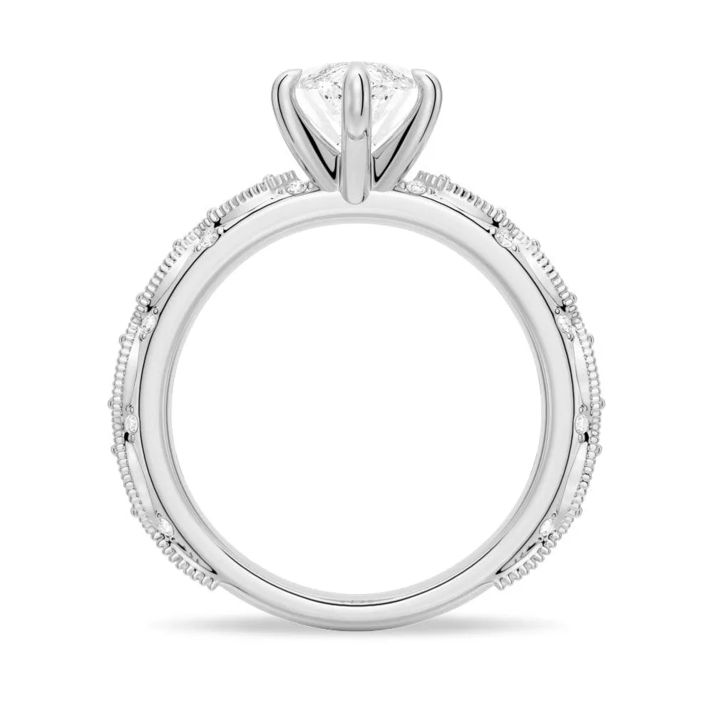Vintage Infinity Milgrain Marquise Moissanite Engagement Ring