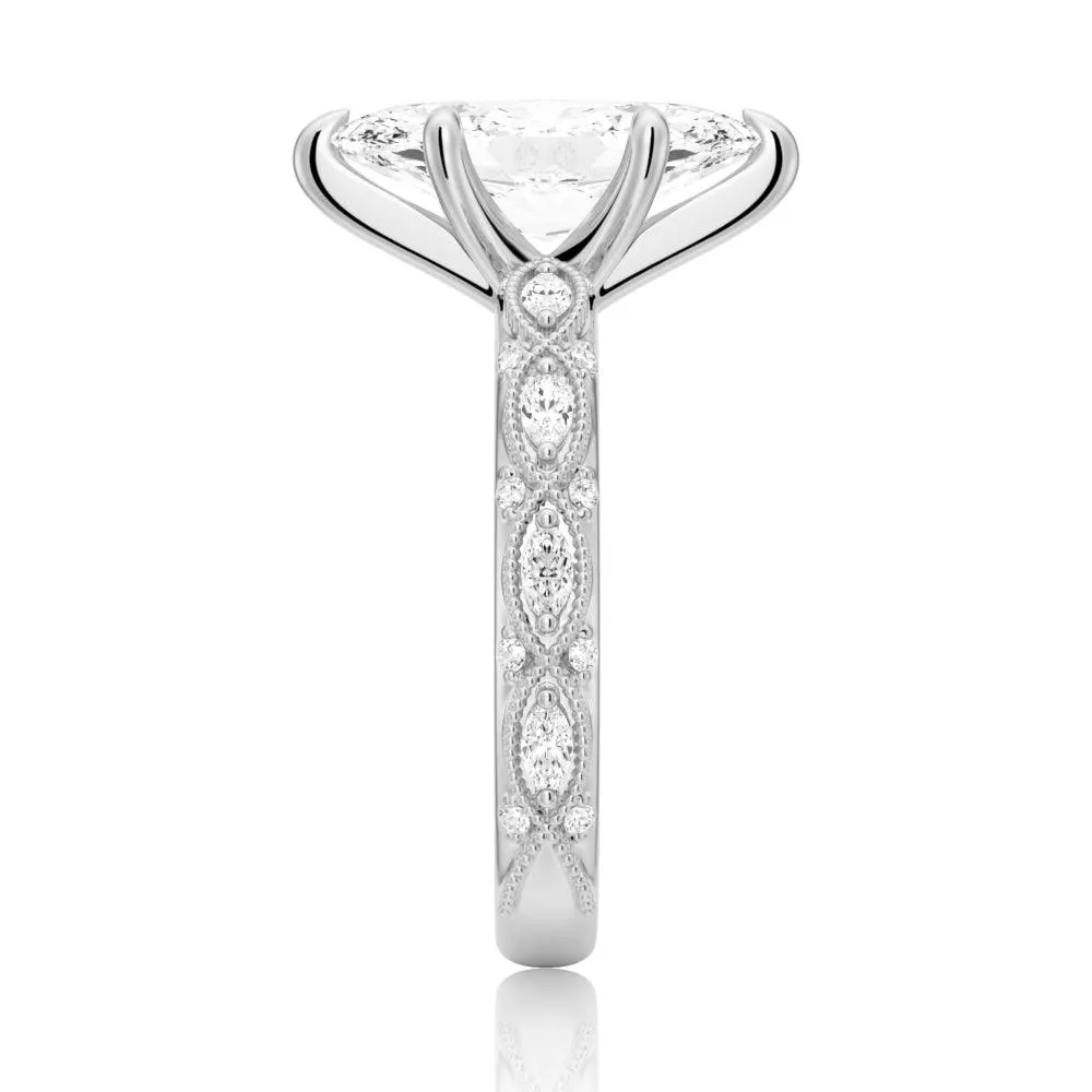 Vintage Infinity Milgrain Marquise Moissanite Engagement Ring