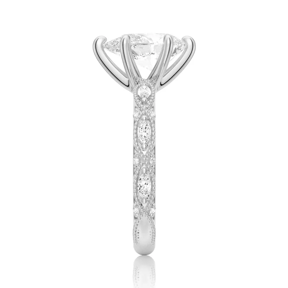 Vintage Infinity Milgrain Pear Shaped Moissanite Engagement Ring