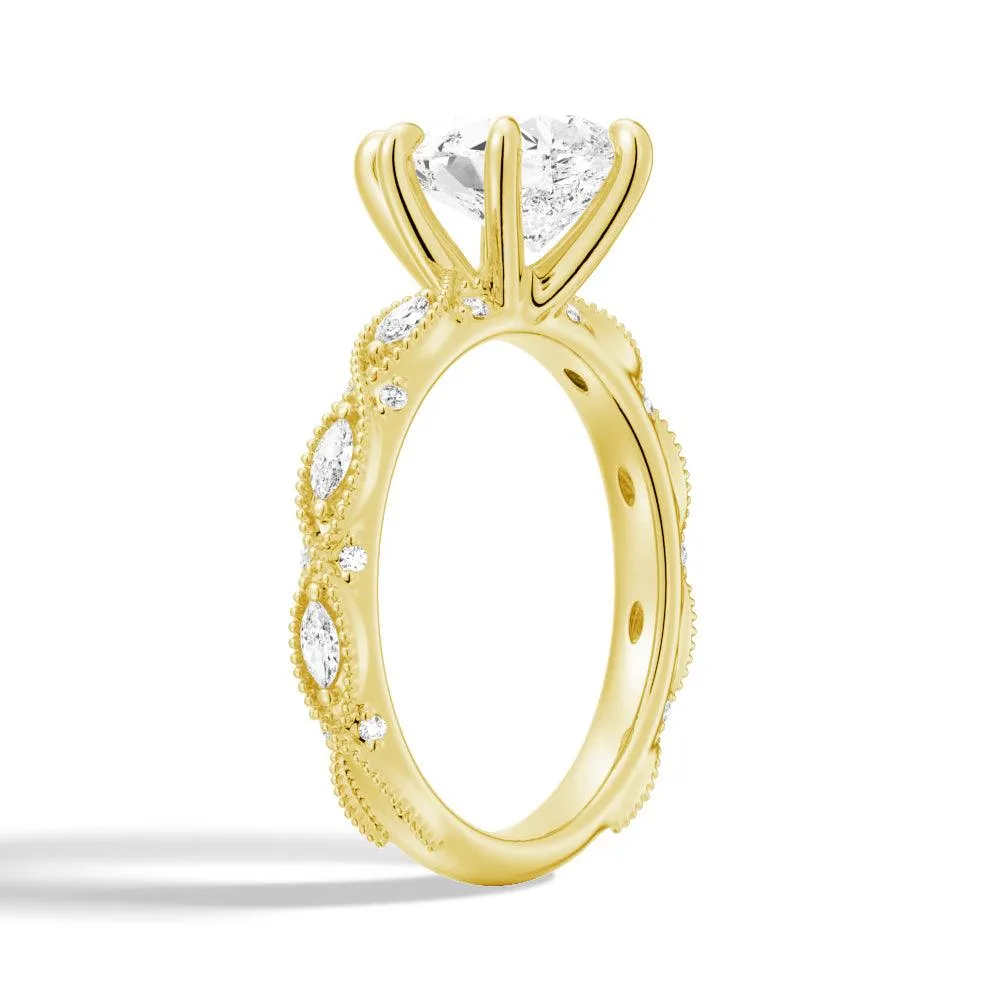Vintage Infinity Milgrain Pear Shaped Moissanite Engagement Ring