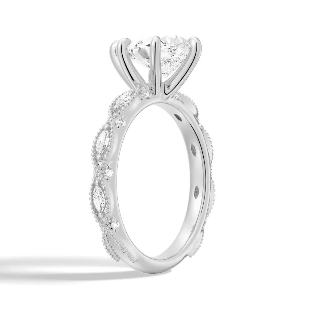 Vintage Infinity Milgrain Pear Shaped Moissanite Engagement Ring