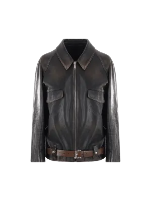 Vintage Leather Zip Jacket