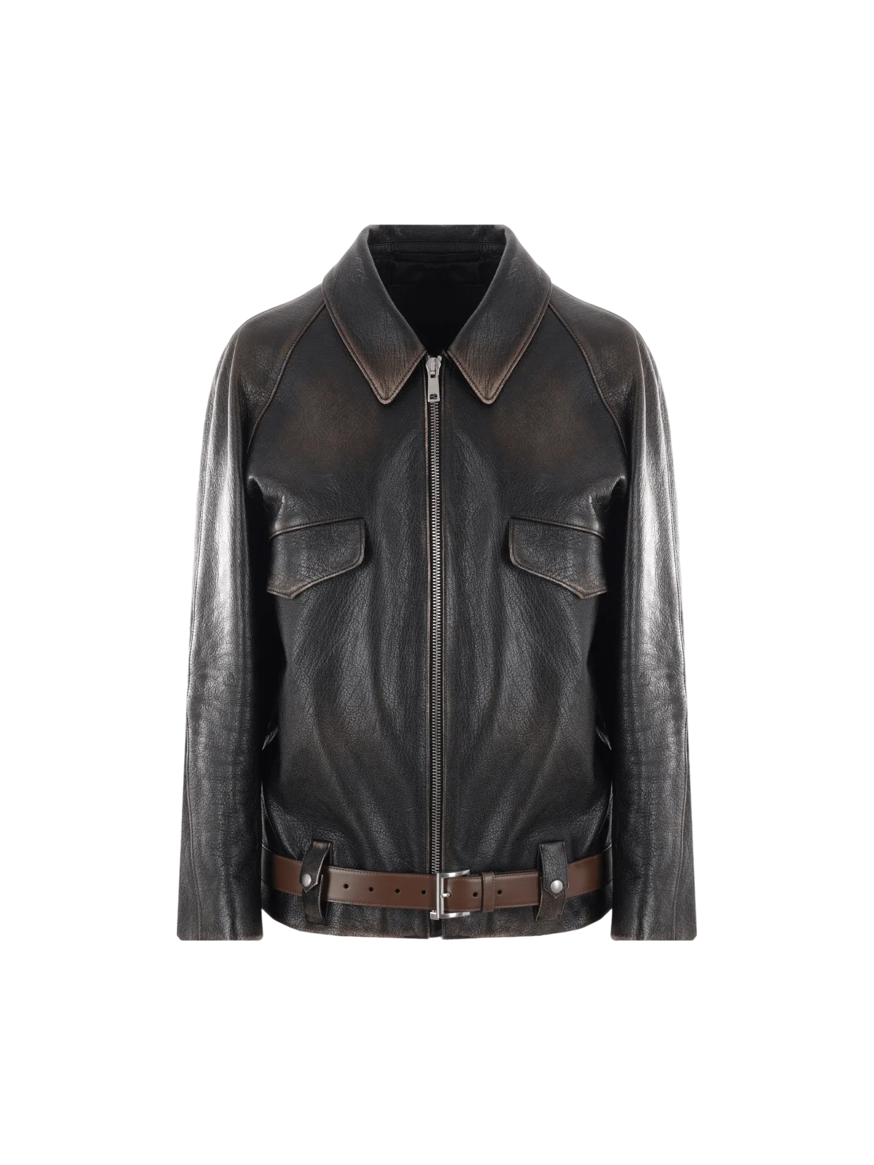 Vintage Leather Zip Jacket