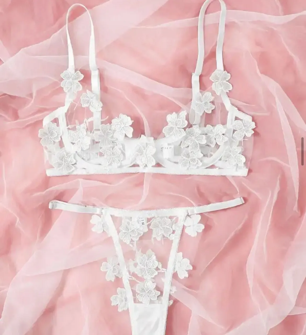White Floral Bridal Lingerie Set