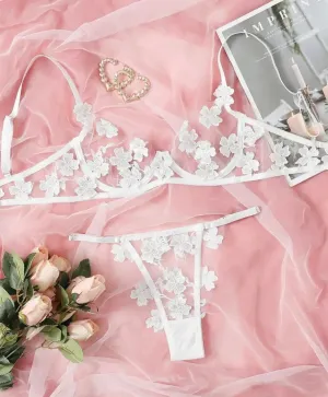 White Floral Bridal Lingerie Set