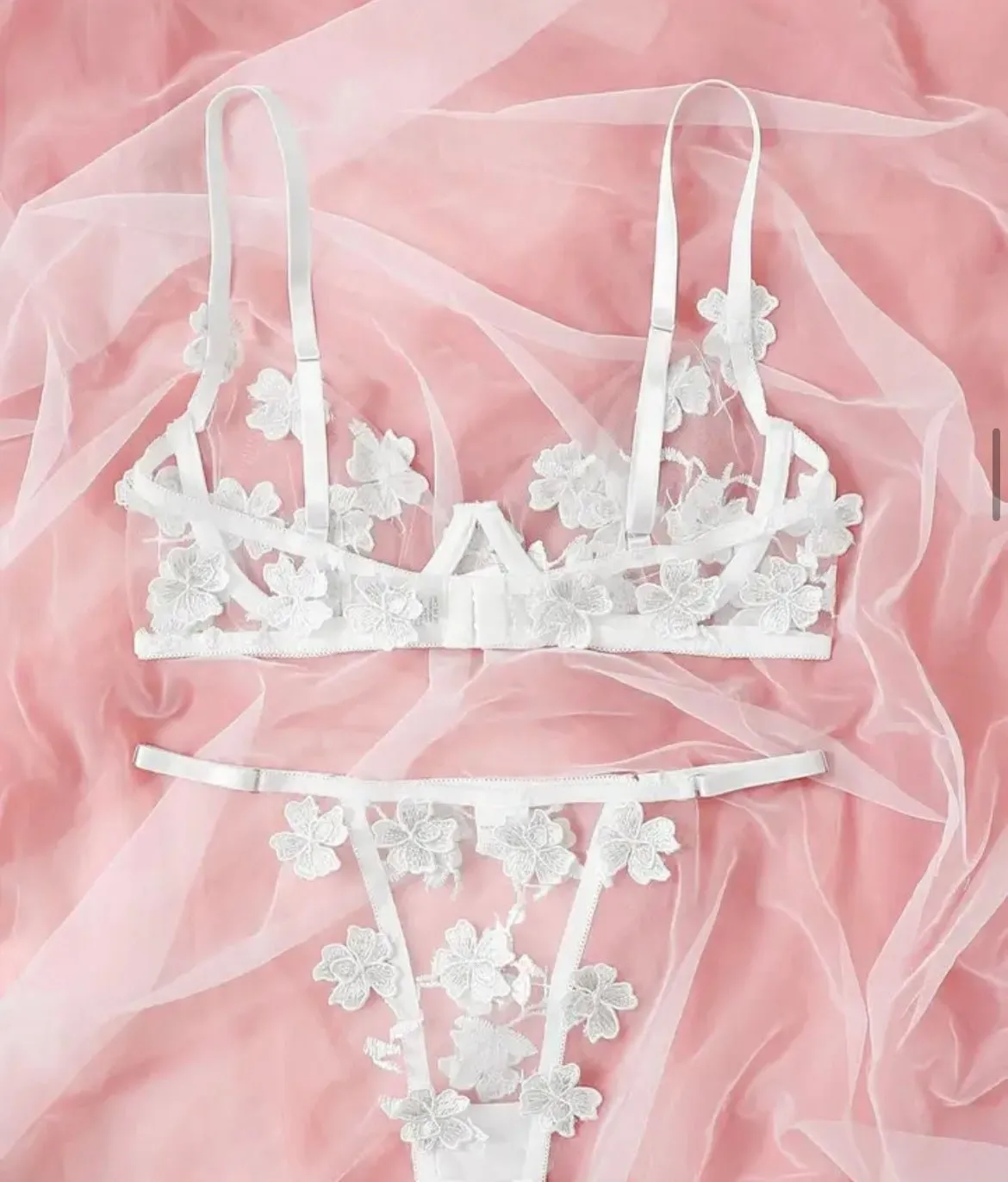 White Floral Bridal Lingerie Set