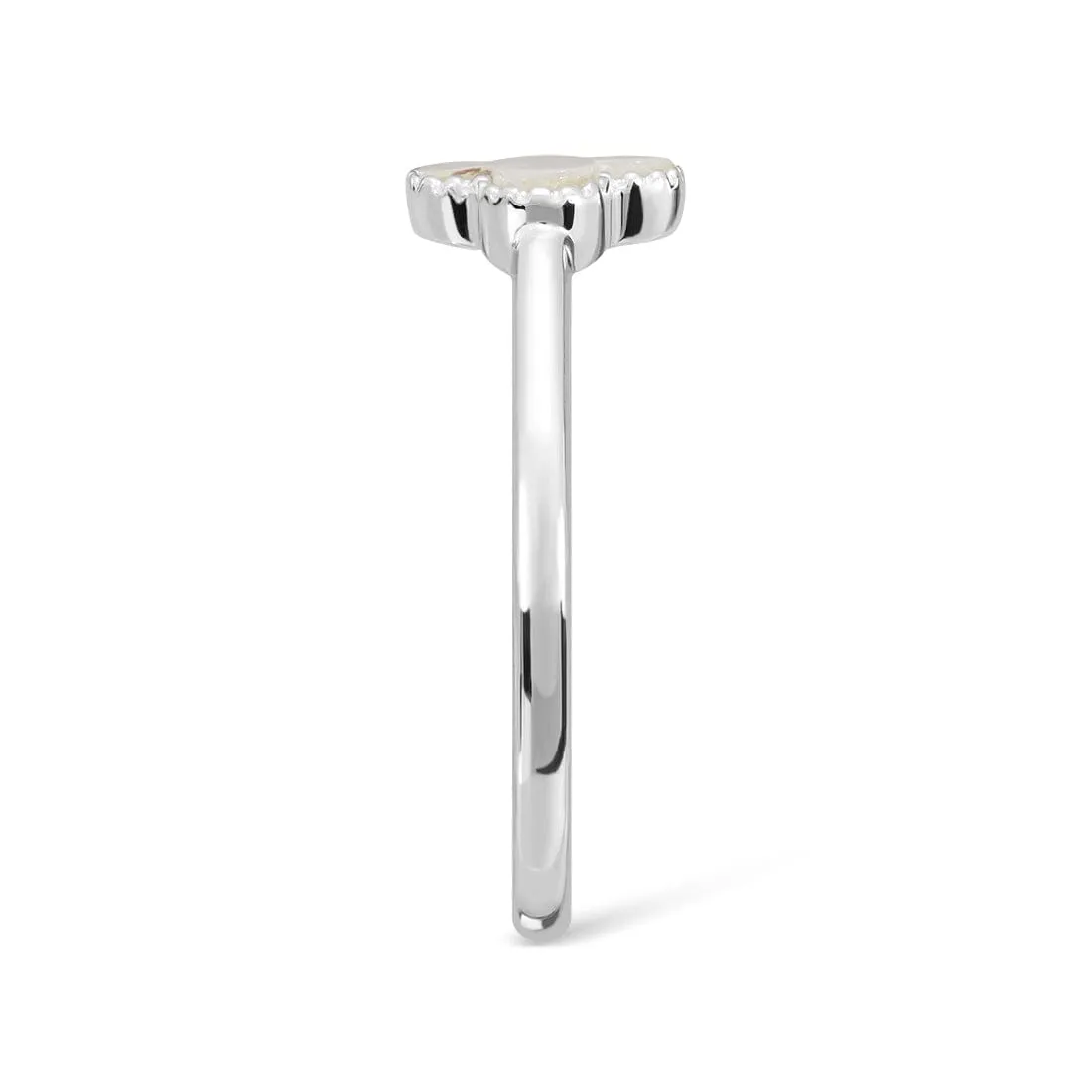 White Mother of Pearl Clover Ring in Sterling Silver