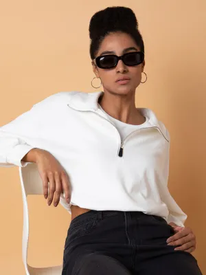 Women Solid Off White Oversized Top with tank top