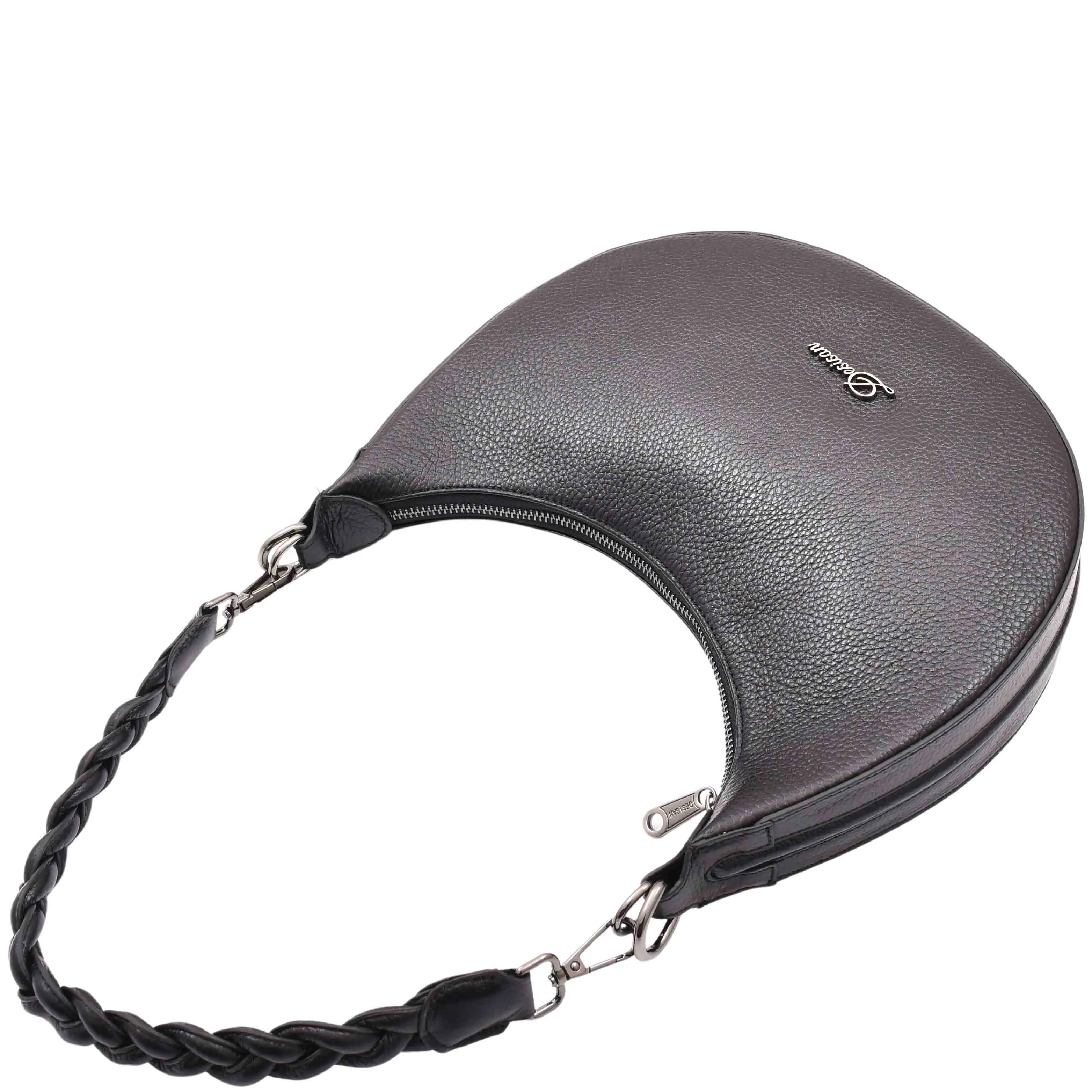 Womens Leather Twist Handle Strap Zip Cross Body Bag SARAH Black