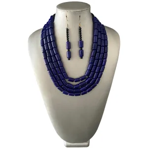Women's Multi Layer Beaded Necklace Set -- Solid Color