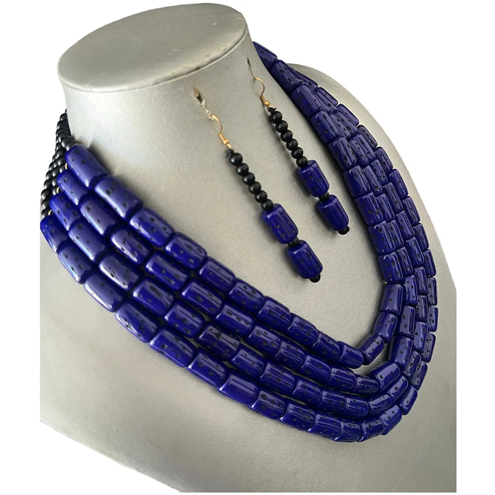 Women's Multi Layer Beaded Necklace Set -- Solid Color