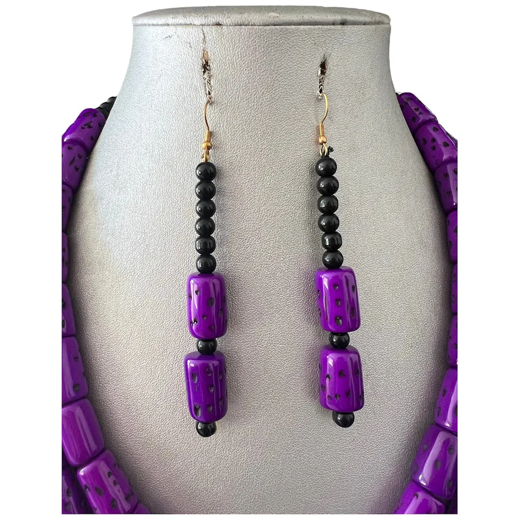 Women's Multi Layer Beaded Necklace Set -- Solid Color