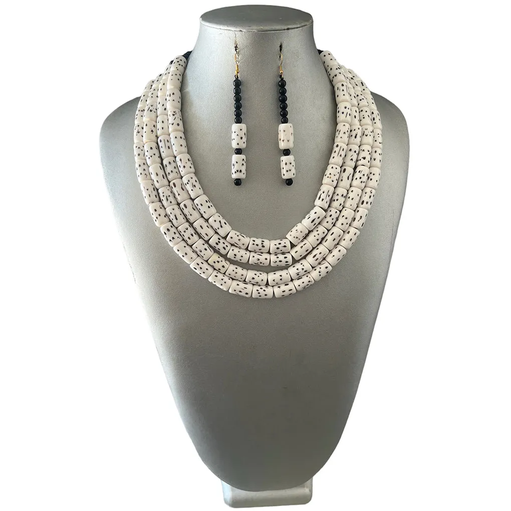 Women's Multi Layer Beaded Necklace Set -- Solid Color