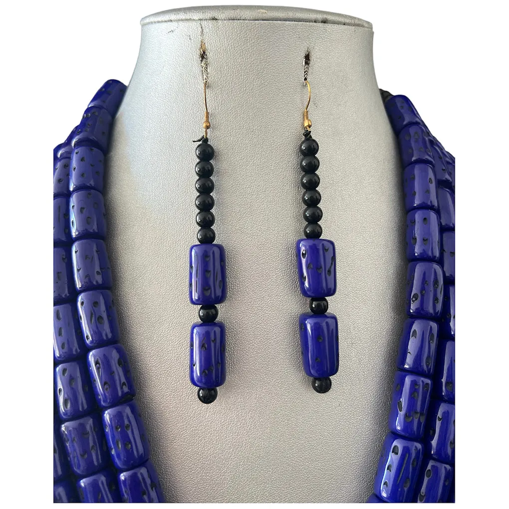 Women's Multi Layer Beaded Necklace Set -- Solid Color