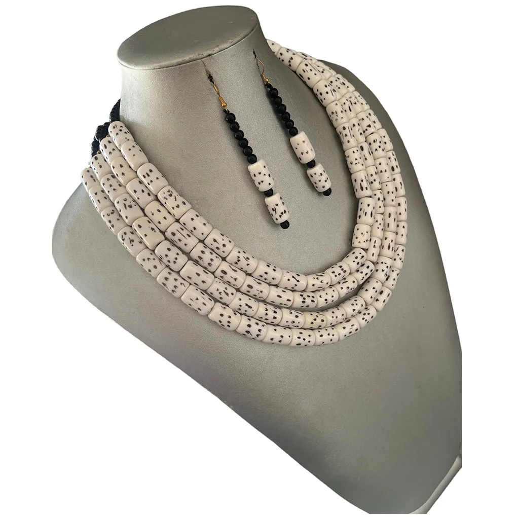 Women's Multi Layer Beaded Necklace Set -- Solid Color